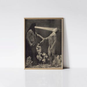 Hypnosis 1904 Sascha Schneider print, Symbolic painting, Vintage psychiatrist gift idea.