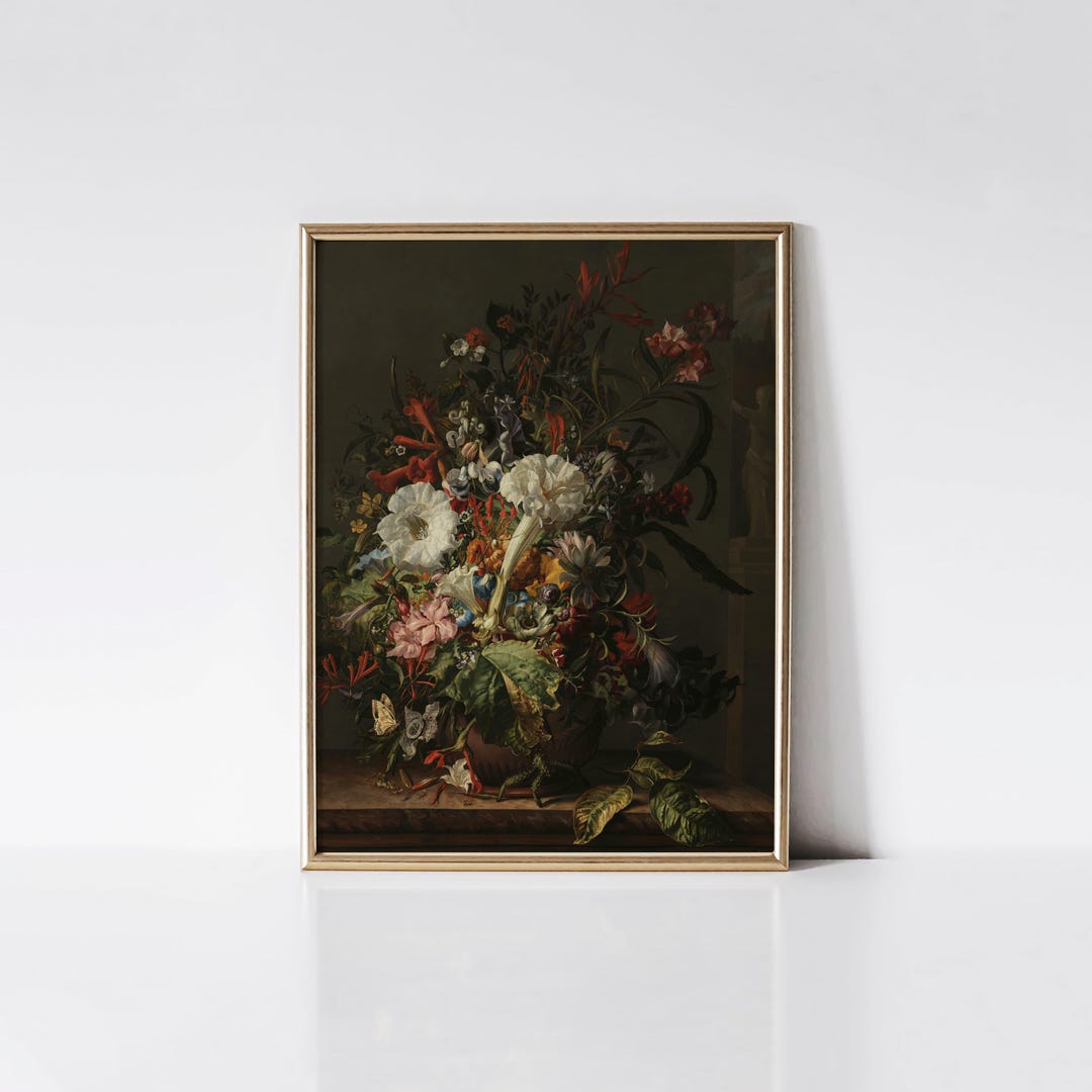 Still Life of Exotic Flowers on a Marble Ledge 1735 by Rachel Ruysch ...