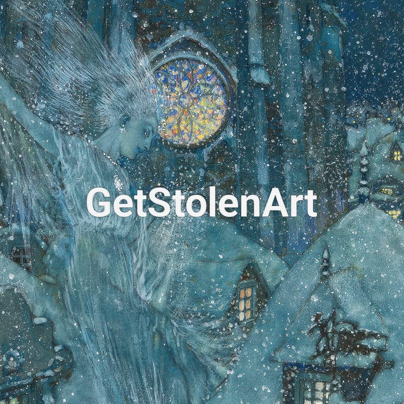 The Snow Queen 1911 by Edmund Dulac Print, Fairy Tale Decor, Vintage ...