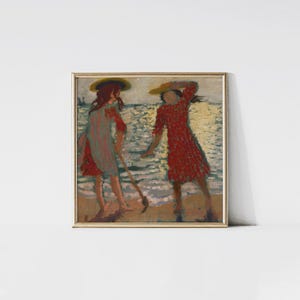 On the Beach, Two Girls Against the Light 1892 by Maurice Denis print.