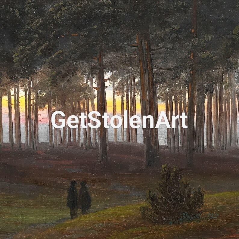 Evening 1821 by Caspar David Friedrich Print, Moody Wall Decor, Vintage Aesthetic Art, Romantic Rustic Home Decor, Library Room Decor image 6
