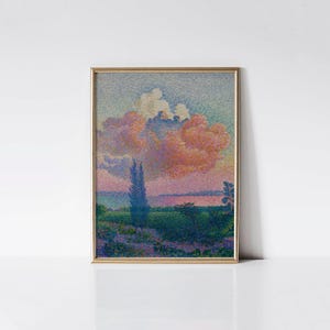 The Pink Cloud, Colorful landscape painting, Henri Edmond Cross print, Dreamy modern wall art, Bedroom wall art.