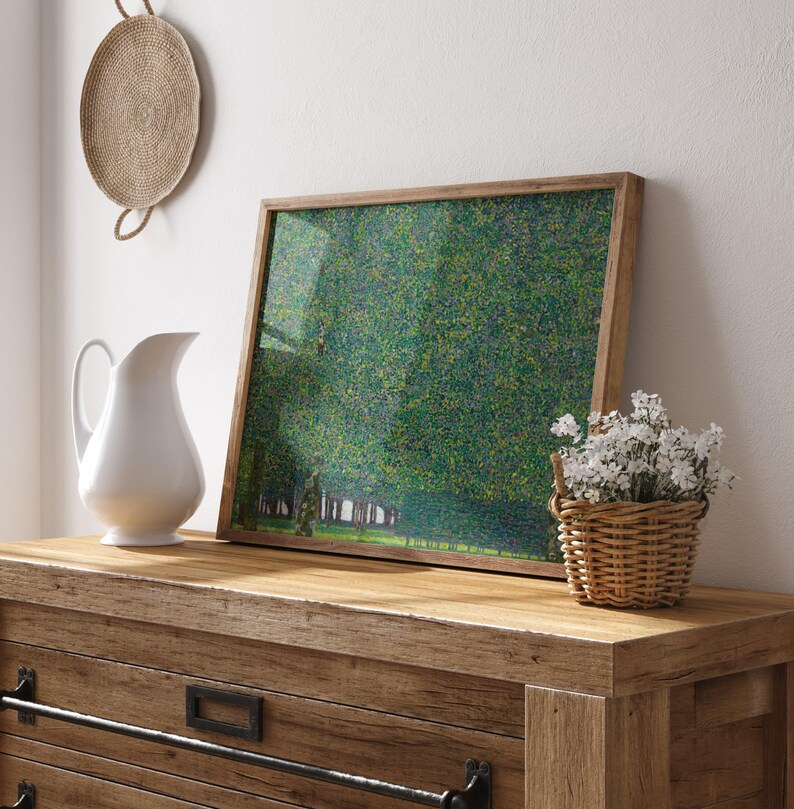 The park, Gustav Klimt print, Greenery wall art, Landscape painting, Square print. image 9
