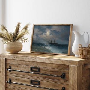 The Brig Mercury in Moonlight, Ivan Aivazovsky print, Ship painting, Moonlit sky art, Seascape wall decor, Nautical wall art. Bild 9