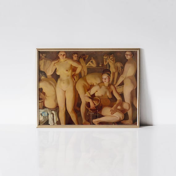 Public Bath 1913 Zinaida Serebriakova print, Vintage bathroom wall art, Luxurious spa decor, Feminine artwork, Gift for art lover.