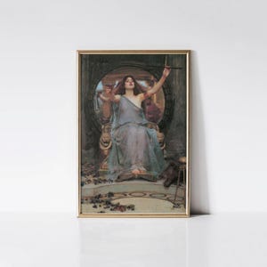 Circe Offering the Cup to Odysseus 1891 by John William Waterhouse Print, Dark Academia Art, Greek Mythology, Vintage Living Room Decor