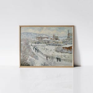 Claude Monet Snow Effect at Argenteuil 1875 Print, Vintage Wall Art, Snowy Landscape, Cozy Living Room, Artist Studio Decor, Holiday Gift