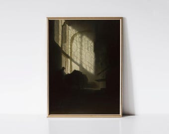 A Man Seated Reading at a Table in a Lofty Room 1630 by Rembrandt, Vintage Study Room Print, Classic Office Wall Art, Library Decoration