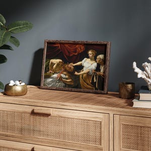 Judith beheading Holofernes, Michelangelo Caravaggio print, Baroque painting, Dark moody décor, Dark academia, Gothic art. image 3