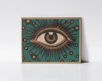 All Seeing Eye, Occult wall art, Mystical art, Magical décor, Esoteric décor, Vintage gnostic art, Eye of providence.