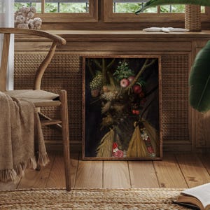 Quatre saisons dans une tête, impression de Giuseppe Arcimboldo, art mural saisonnier, décoration de maison de ferme, peinture Farmcore. image 8