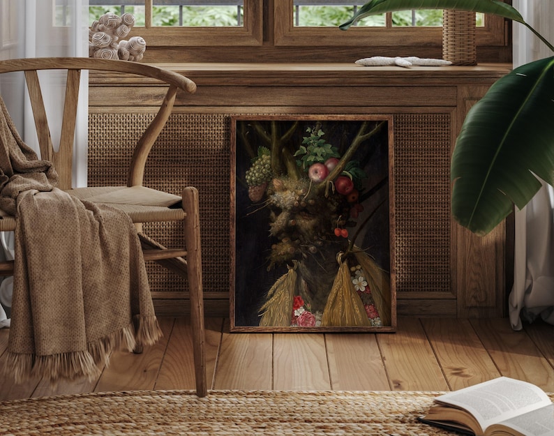 Quatre saisons dans une tête, impression de Giuseppe Arcimboldo, art mural saisonnier, décoration de maison de ferme, peinture Farmcore. image 8