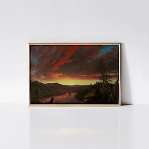 Twilight in the Wilderness 1860 Frederic Edwin Church print, American landscape painting, Serene bedroom wall art, Yoga studio decor.