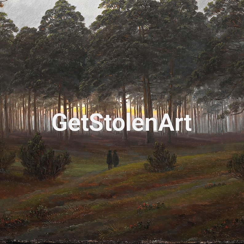 Evening 1821 by Caspar David Friedrich Print, Moody Wall Decor, Vintage Aesthetic Art, Romantic Rustic Home Decor, Library Room Decor image 5