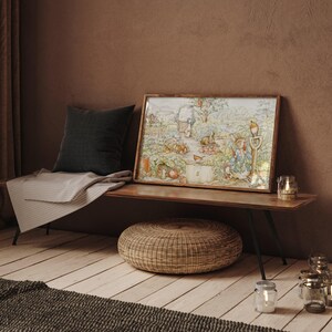 Peter Rabbit en el huerto, impresión de pintura de acuarela de Beatrix Potter, arte de pared de guardería vintage, idea de regalo para baby shower. imagen 2