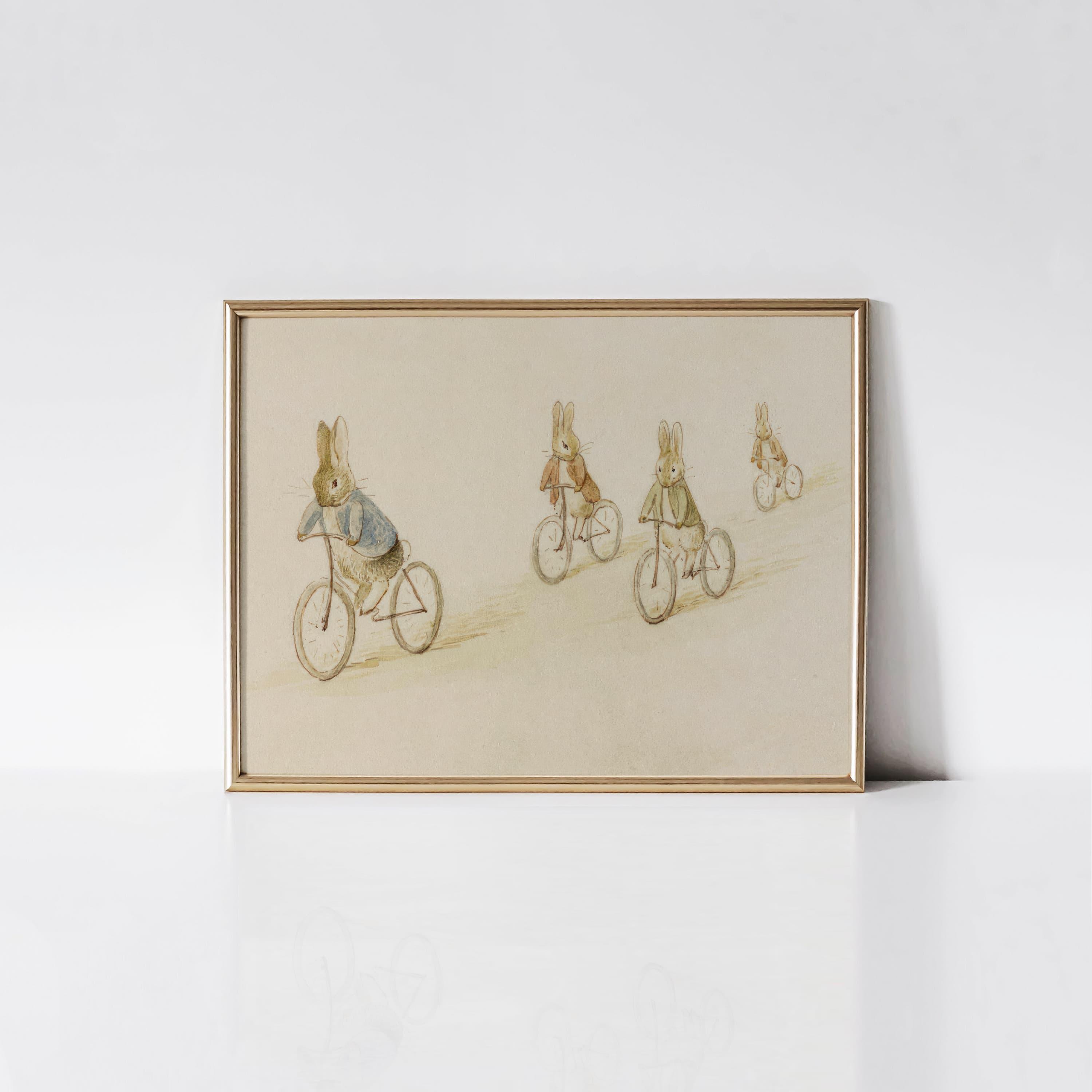 Peter Rabbit, Benjamin Bunny and Friends on Bicycles, Vintage