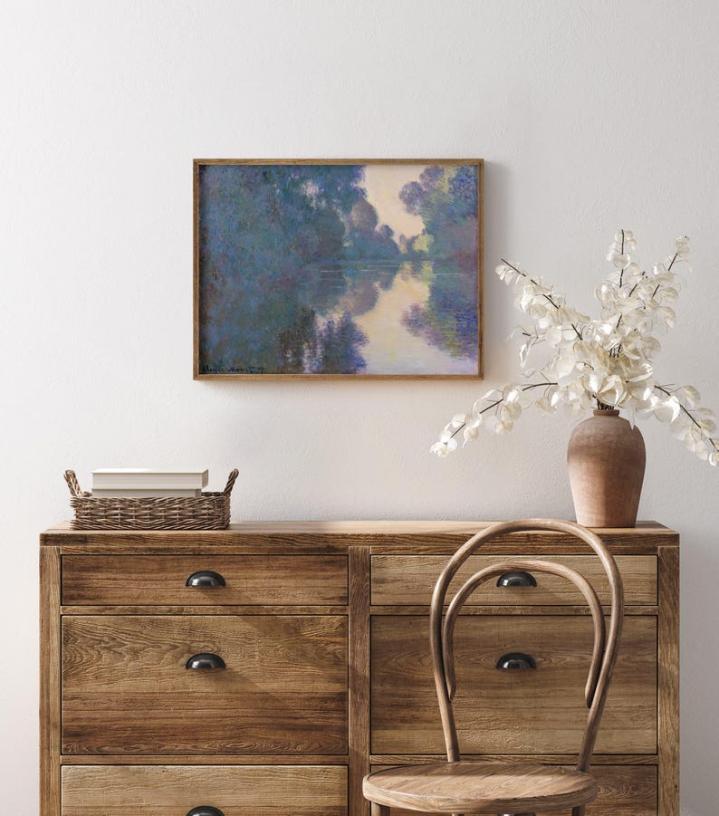 Impresión de Claude Monet "Amanecer en el Sena" (1897), decoración francesa vintage, arte impresionista, regalo moderno para oficina o sala de estar en una granja. imagen 7
