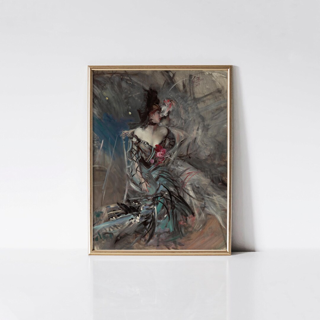 Impression Toile Laminée La Dame En Rouge De Boldini – 40x50 Pouces – Décoration Murale Musée