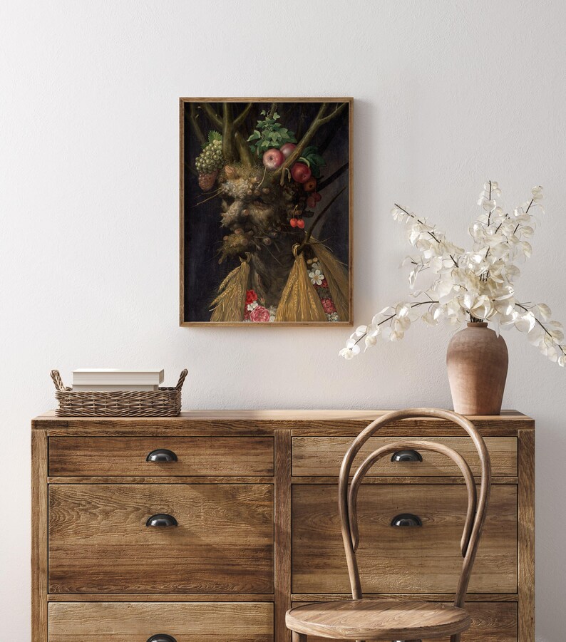 Quatre saisons dans une tête, impression de Giuseppe Arcimboldo, art mural saisonnier, décoration de maison de ferme, peinture Farmcore. image 7