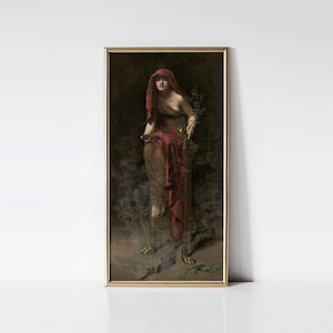 Priestess of Delphi, John Collier art print, Antique High Priestess painting.