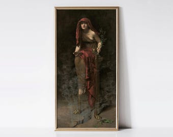 Priestess of Delphi, John Collier art print, Antique High Priestess painting.