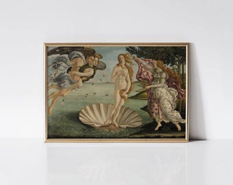 The Birth of Venus, Sandro Botticelli print, Classic Renaissance Painting.