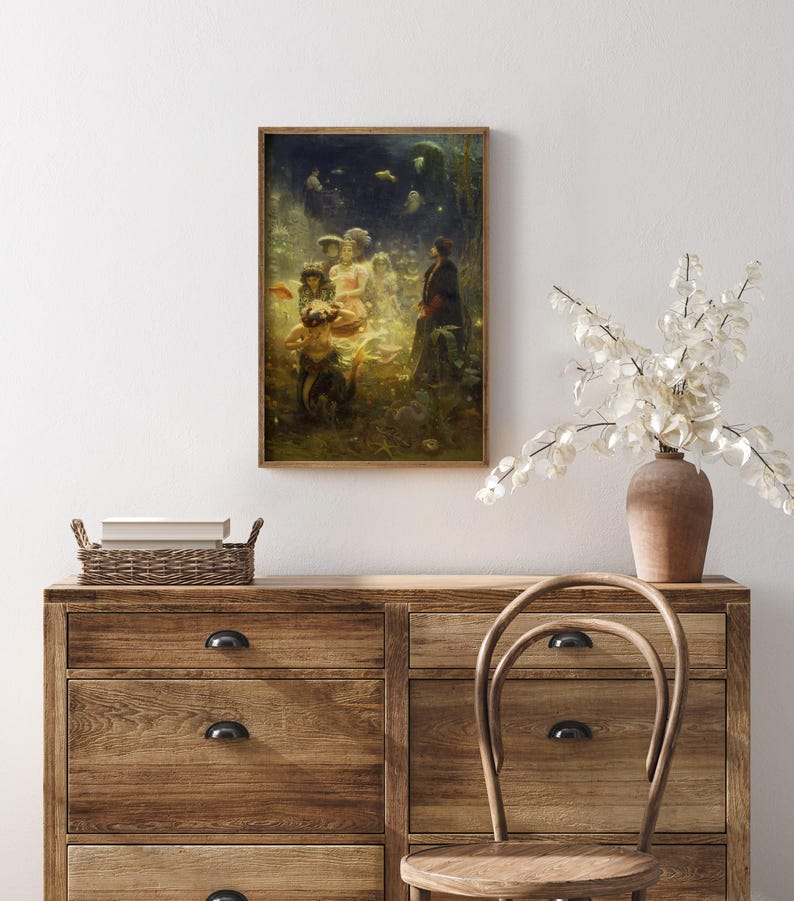 Sadko and the Underwater Kingdom, Ilya Repin Print, Magical Nautical ...