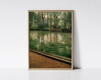 The Yerres, Rain 1875 by Gustave Caillebotte Print, Vintage French Countryside Art, Rainy Day Mood Decor, Cozy Living Room or Office Gift
