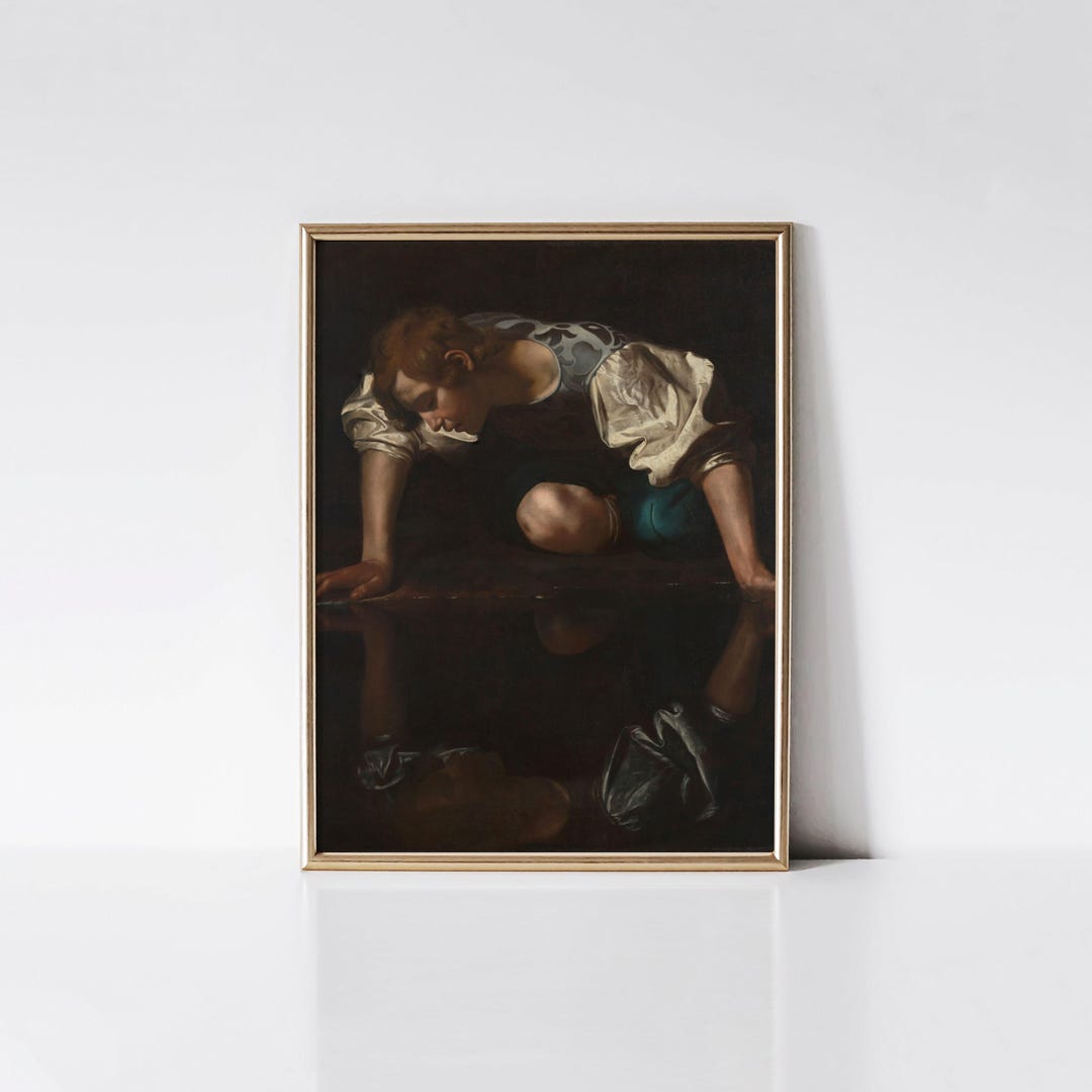 Narcissus in Love With His Own Reflection in the Water Print ...