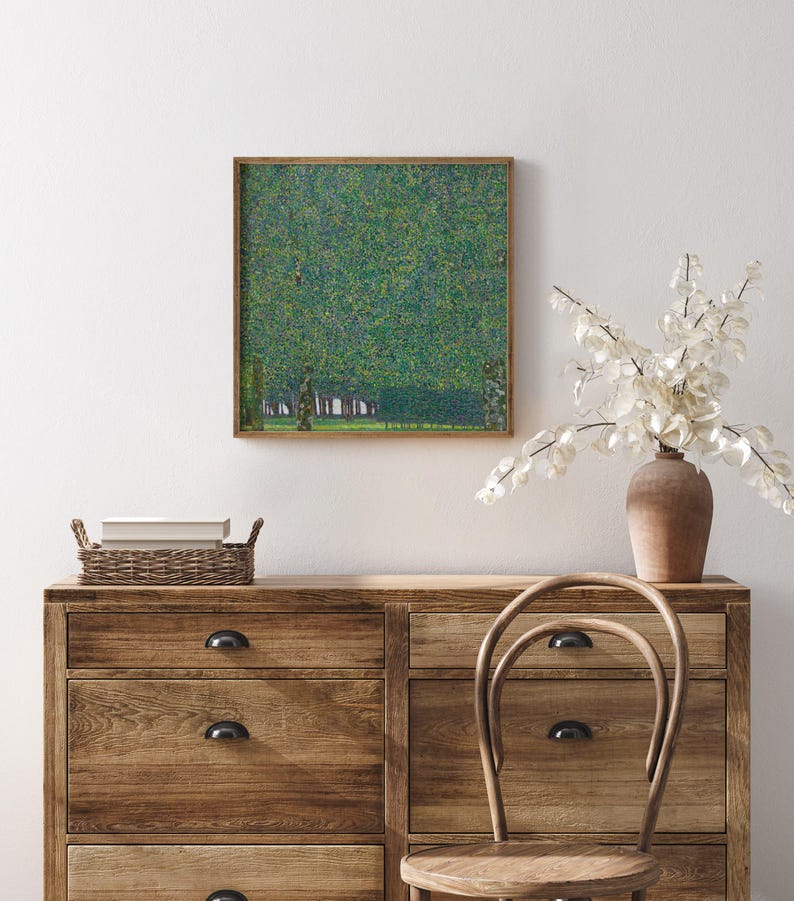 The park, Gustav Klimt print, Greenery wall art, Landscape painting, Square print. image 7