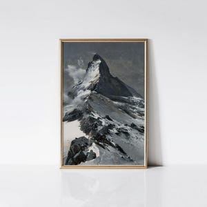 Matterhorn, The Alps print, Switzerland alpine landscape, Mountain range scenery, Nature landscape poster, Matterhorn painting.