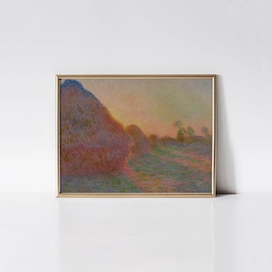 Claude Monet Haystacks 1890 Print, Autumn Countryside Wall Art, Farmhouse Rustic Aesthetic, Vintage Home Decor, Art Lover Gift