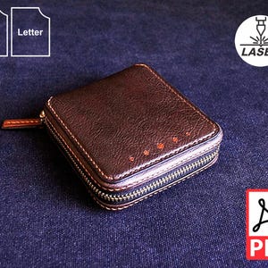 Cartera de piel con cremallera PDF Patrón láser SVG
