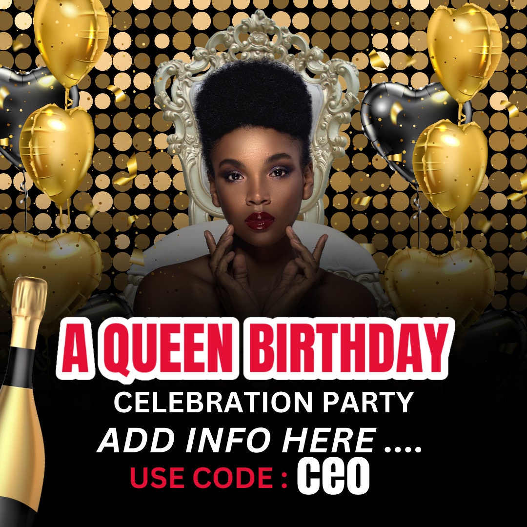 Editable Queen Birthday Flyer Template (canva) - Etsy