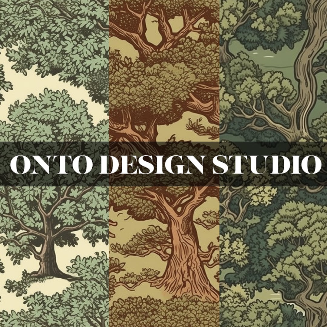 Oak Tree Seamless Patterns (3-pack Bundle) - Digital Download, Paper ...