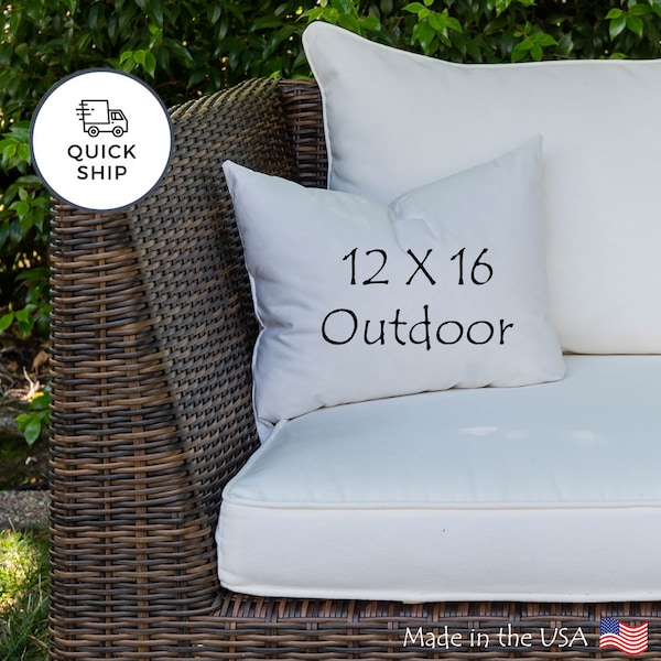 Synthetic OUTDOOR polyester Pillow Insert 12x16 // Mold and Mildew resistant  // Outdoor Throw Pillow Insert // Throw Pillow Cover Insert
