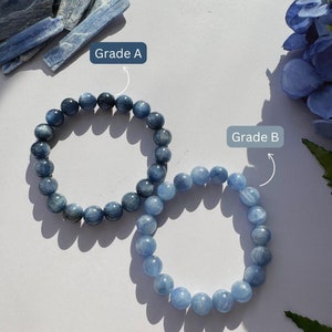 Handmade Natural 8mm Kyanite Bracelet Crystal Gift Kyanite Stone Bead Gemstone Bracelet Stretch Bracelet Crystal Bracelet Kyanite Jewelry