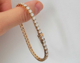 18k Gold Plated Moissanite Bracelet Certified D Color Diamond Tennis Bracelet Moissanite Tennis Bracelet Dainty Bracelet Diamond Necklace