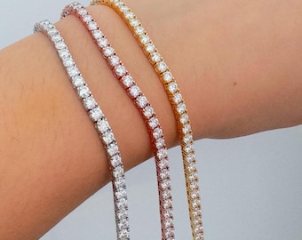 3mm Moissanite Tennis Bracelet Gift Idea for Bride Wedding Accessory Gift Box for Jewelry Wedding Piece Elegant Design Sparkle Band Wedding