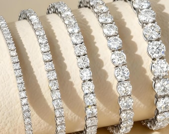 Moissanite Tennis Bracelet 925 Sterling Silver 18K Gold Plated VVS1 Dainty Diamond Alternative White Rose Gold Unisex Anniversary Gift