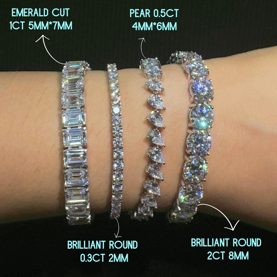 18k White Gold Plated Moissanite Bracelet Moissanite Diamond