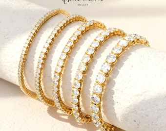 Moissanite Tennis Bracelet 18K Yellow Gold Plated Luxury Daily Wear Stackable Bracelet for Women Fashion Jewelry Mens Gold Bracelet