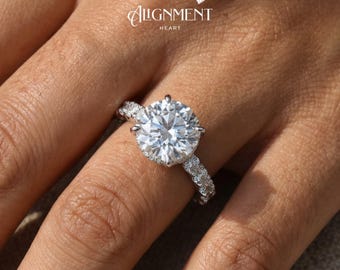3 Carat Moissanite Engagement Ring Round Cut 9x9mm VVS1 D Color Sterling Silver Promise Ring Wedding Jewelry Gift Anniversary Gift For Her