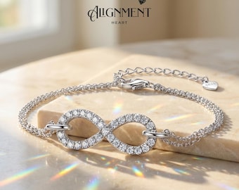 Moissanite Infinity Bracelet 925 Sterling Silver Diamond Alternative Bracelet Passes Diamond Tester Gift for Her Wedding Anniversary Jewelry