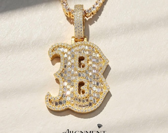Moissanite Initial Pendant Necklace VVS1 D Color Baguette Iced Out Letter Pendant Pass Diamond Tester Hip Hop Jewelry Gift