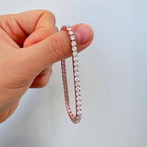 18k Rose Gold Plated Moissanite Bracelet Certified D Color Diamond Tennis Bracelet Moissanite Tennis Bracelet Diamond Birthday Gift For Her