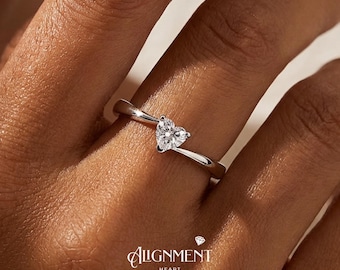 0.1ct Heart Moissanite Ring Dainty Sterling Silver Promise Ring for Her 18k White Gold Plated Minimalist Heart Jewelry Couple Gift For Her