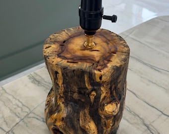 Handcrafted Spalted Fig Wood Lamp