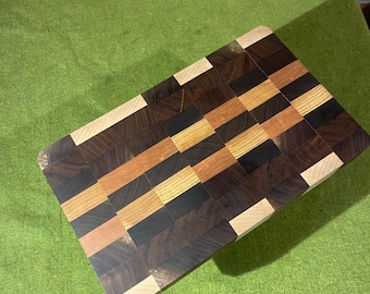 Walnut, Maple & Cherry End-Grain Cutting Board