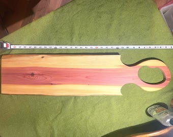 Extra-Long Cedar Serving Board with Ergonomic Handle